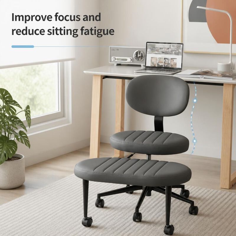 GOODSILO Ergonomic Multi-Position Cross Legged Office Chair, Swivel Rolling Meditation Fidget Chair with Back Support for Home Office image number 4