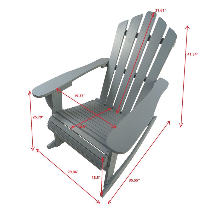 Streamdale Reclining Wooden Outdoor Rocking Adirondack Chair, Walnut image number 8