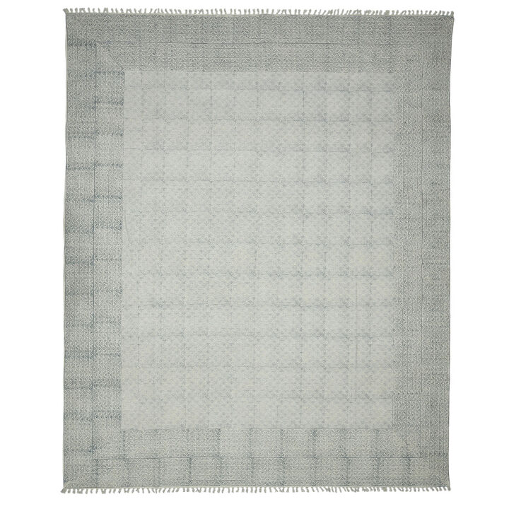 HomeRoots Geometric Flatweave Handmade Distressed Area Rug With Fringe
