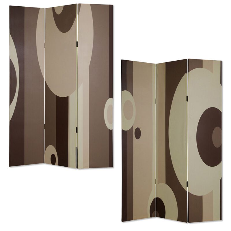 Folding Wood and Canvas 3-Panel Screen for Privacy and Modern Interior Design