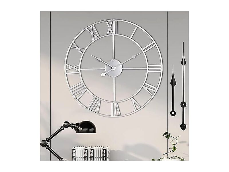 Large Wall Clock Silent Non Ticking Roman Numerals Vintage Battery Operated image number 3