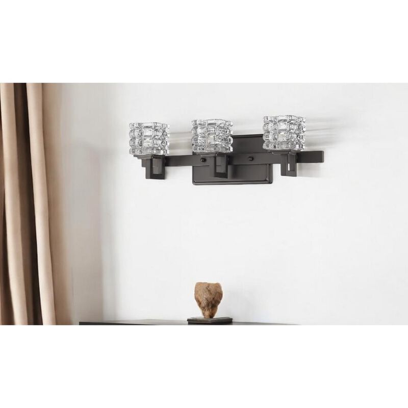 Hivvago Coralie 3-Light Oil-Rubbed Bronze Sconce With Pressed Crystal Shades