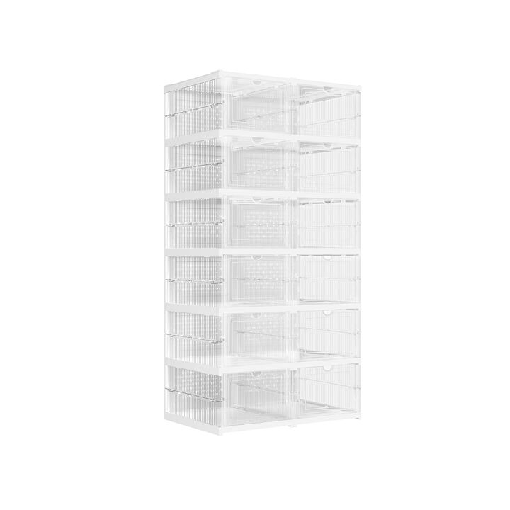 Pack of 12 Stackable Shoe Boxes Transparent
