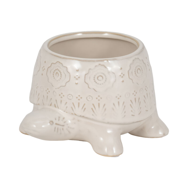 7" Turtle Planter, White image number 2