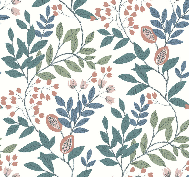 Eden Retreat Pink & Teal Wallpaper