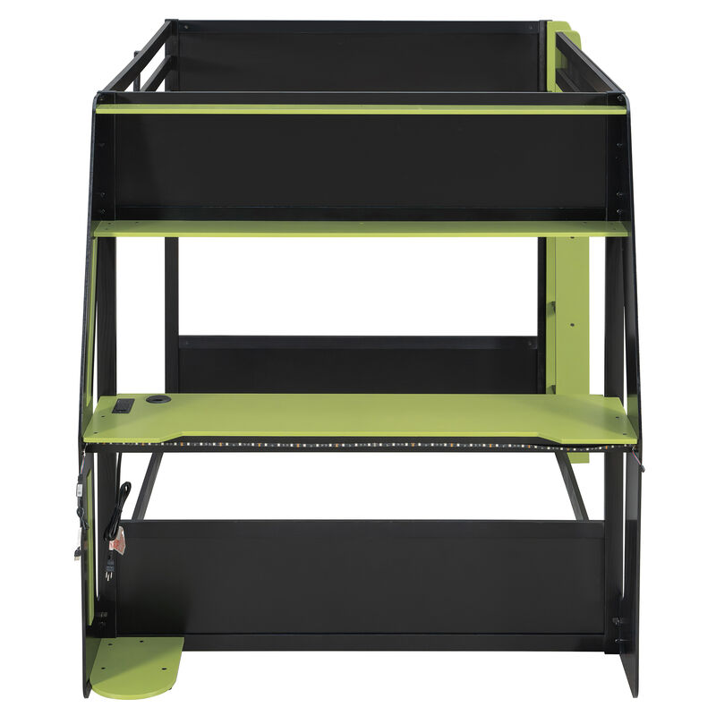 Merax Full Size Esports Gaming Loft Bed with Attached RGB Gaming Desk image number 5