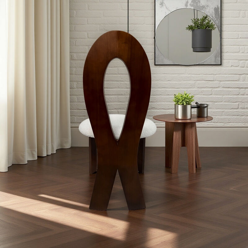 GOODSILO Luxurious Ribbon-Cross Backrest Dining Chairs Set of 2 with Teddy Velvet Upholstery image number 4