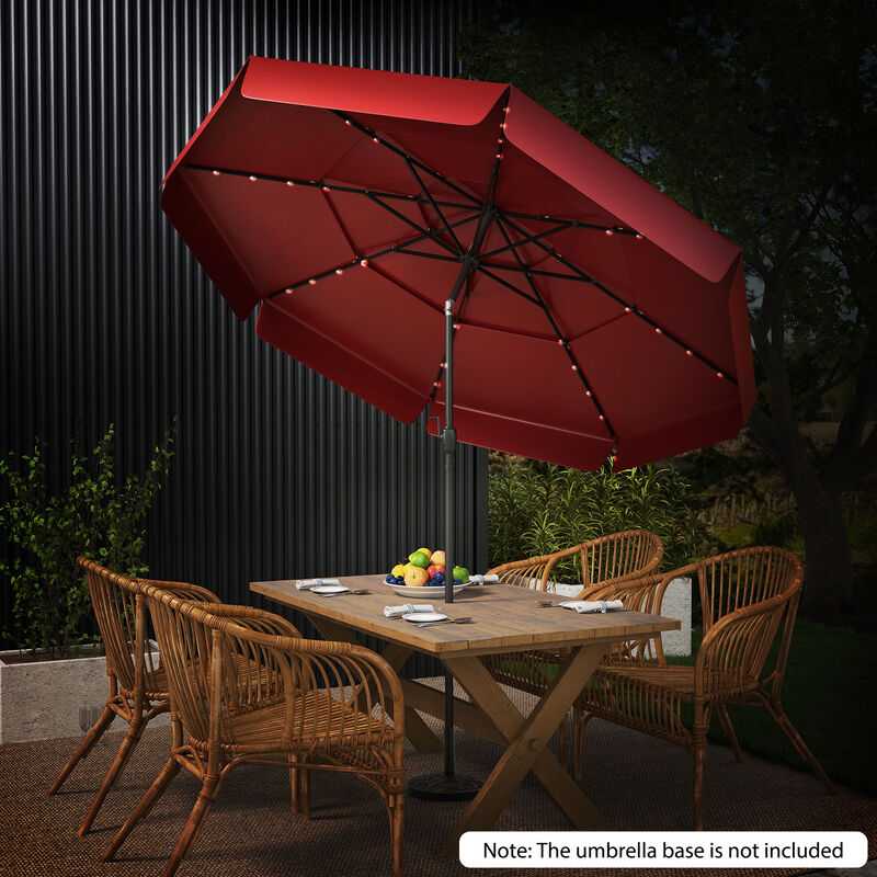 3-Tier Solar LED Outdoor Umbrella &ndash; Breathable Top with Air Circulation