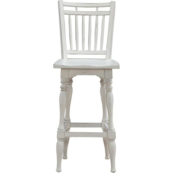 Liberty Furniture Spindle Back Swivel Bar Stools - Set of 2  - Antique White & Weathered Bark