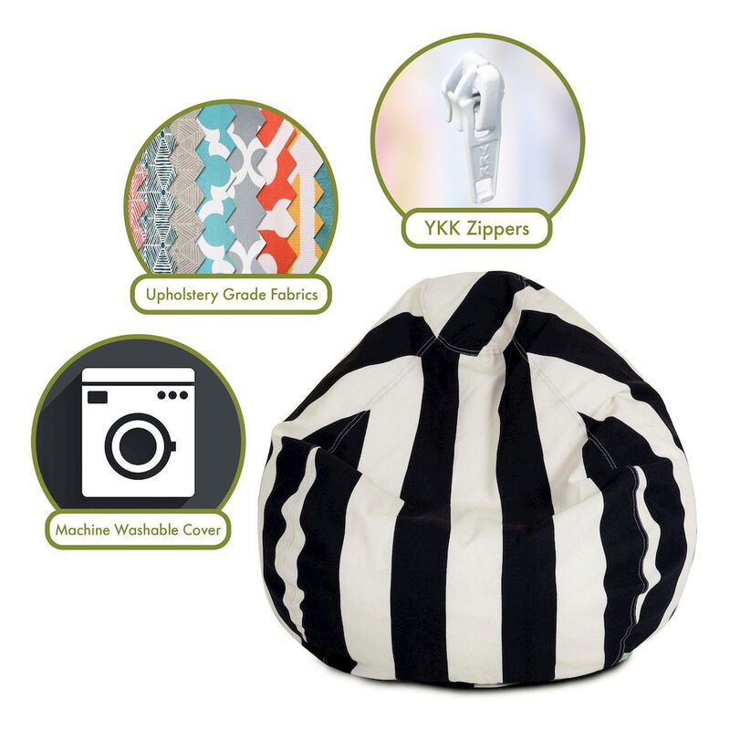 Majestic Home Goods Large Bean Bag Vertical Stripe Black