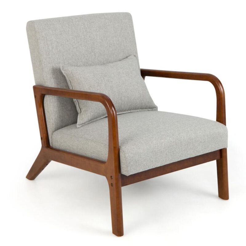 Hivvago Modern Accent Chair with Rubber Wood Frame and Lumbar Pillow