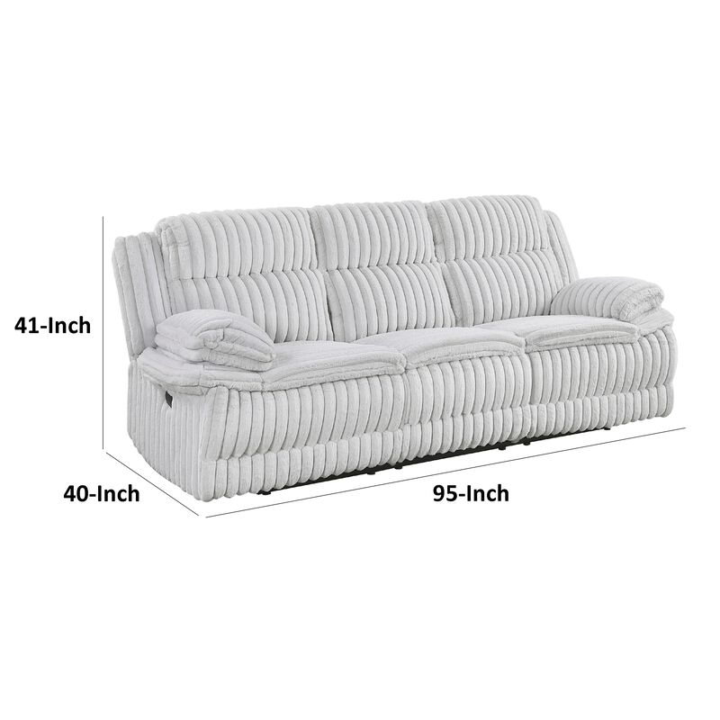 Rexy Manual Double Recliner Sofa, Textured Light Gray Corduroy 95 Inch image number 5