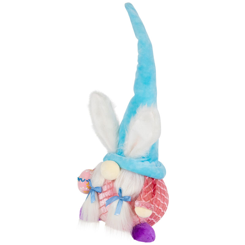 Girl Gnome Girl with Bunny Ears Easter Figure - 18.25" - Blue and Pink