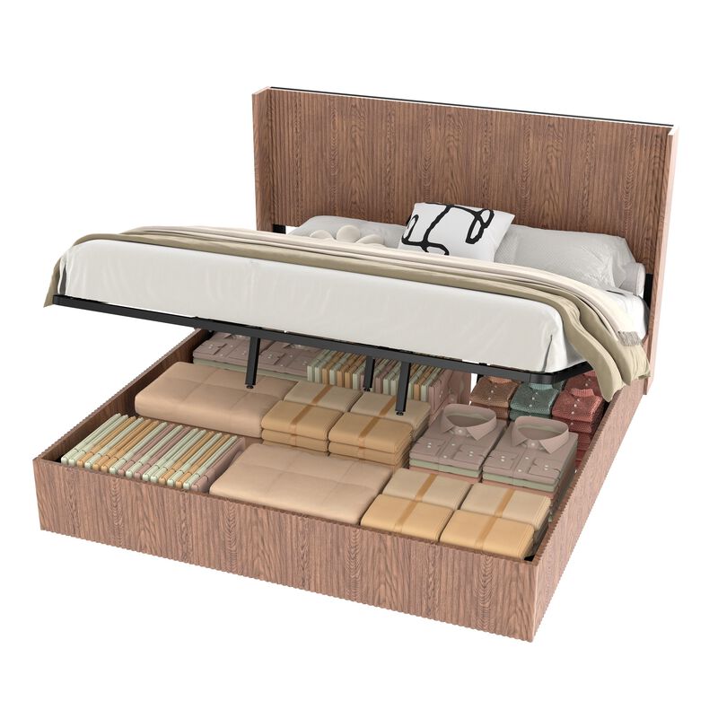Cixt Fluted Lift Up Storage Bed Frame image number 8
