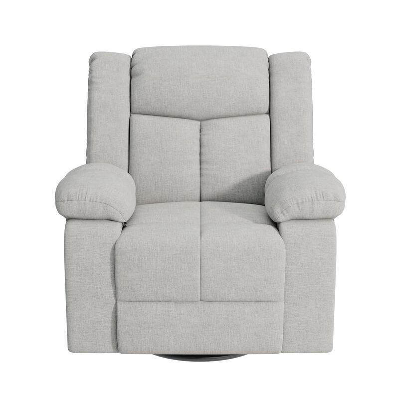 ProLounger Swivel Glider Recliner in Gray Velvet with Pillow Top Arms