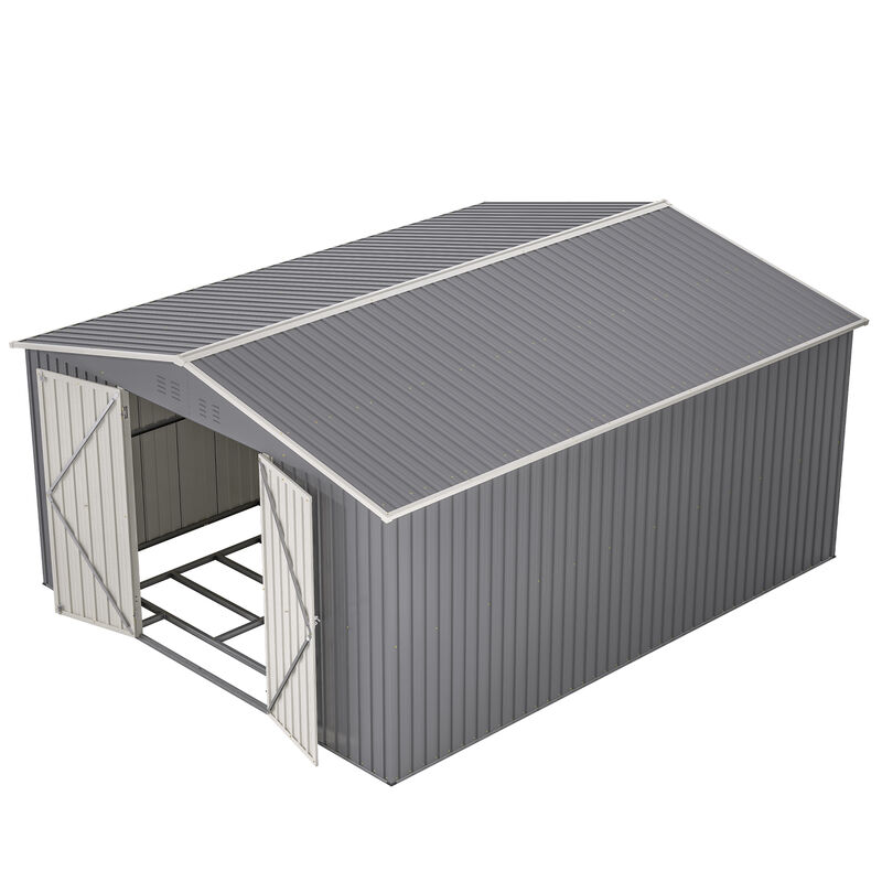 11x13 FT Metal Storage Shed with Reinforced Floor Frame image number 8