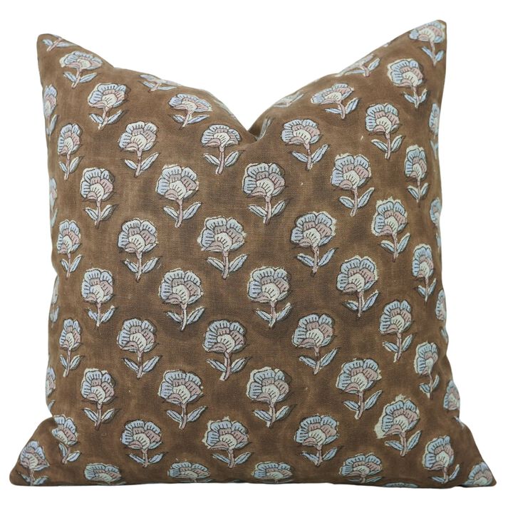 Fabdivine Home D&eacute;cor Throw Hand Block Floral Print Cushion Case Farmhouse Accent 24x24 Inch