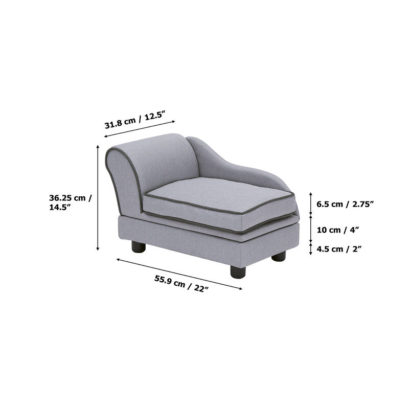 Teamson Pets Ivan Linen Pet Sofa with Storage & Washable Cover, Light Grey image number 4