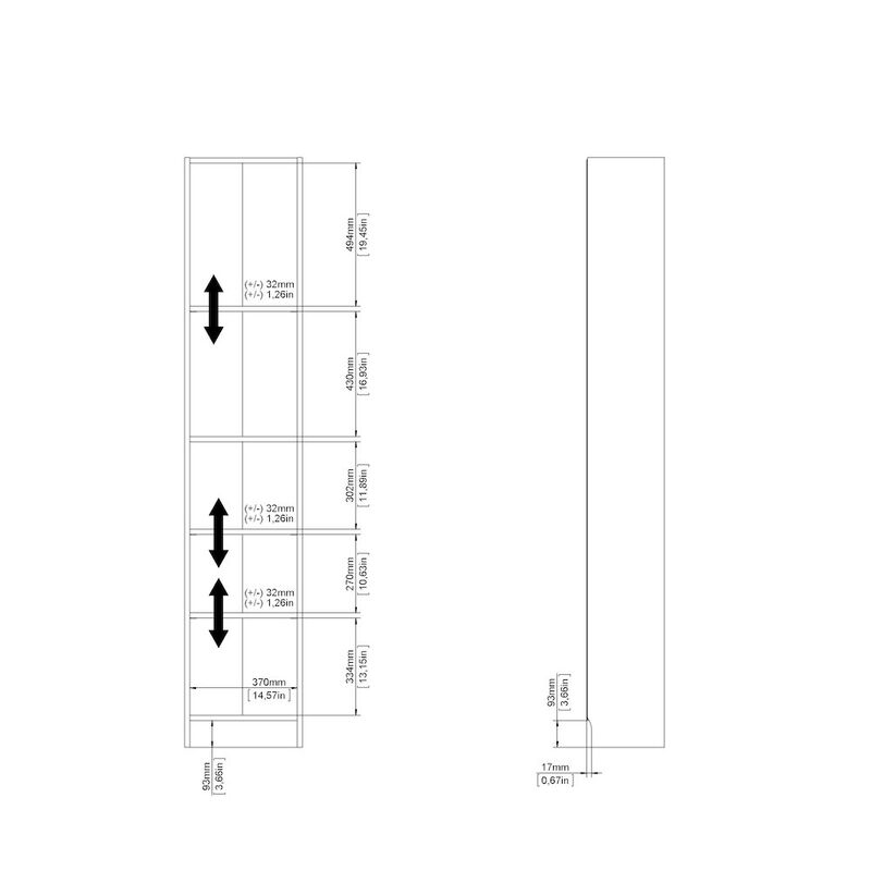 Tvilum Element Tall Narrow 5 Shelf Bookcase