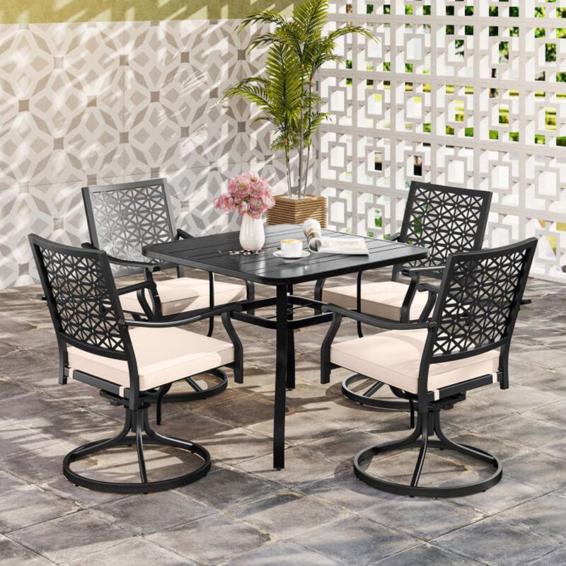 Hivvago 2 Pieces Outdoor Swivel Chairs Patio Dining Chairs with Padded Cushions