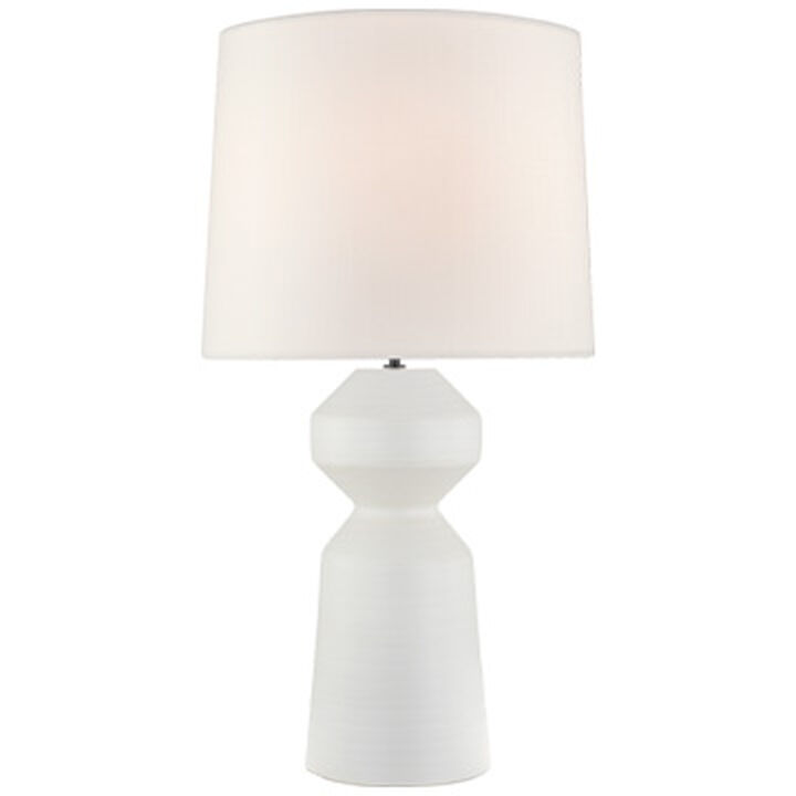Nero Large Table Lamp in Matte White with Linen Shade