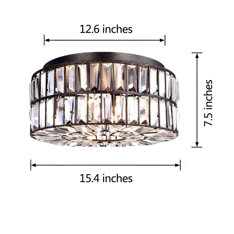 Carina Antique Black 15.4" Crystal Glass Prism Flush Mount Chandelier image number 2