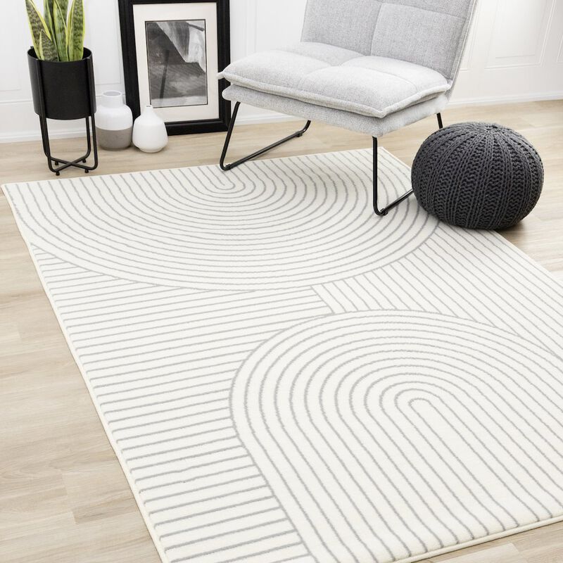 Novelle Home White and Gray 2x4 Rug, Modern Rectangular Accent for Living Room or Hallway image number 6