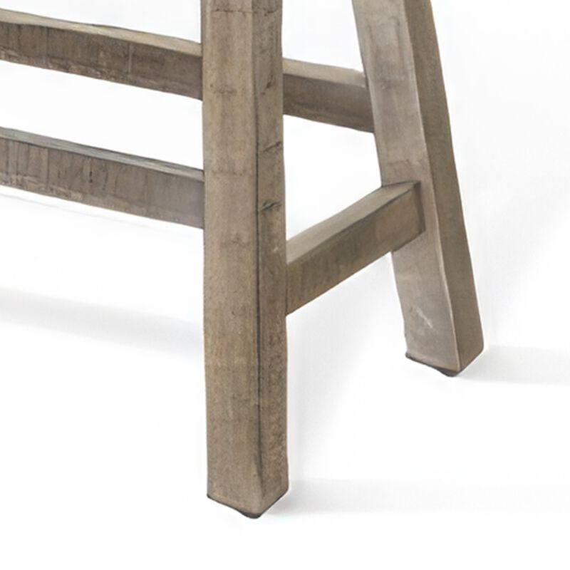 Rena Counter Height Bench, 33 Inch Light Brown Mahogany Wood Frame - Benzara