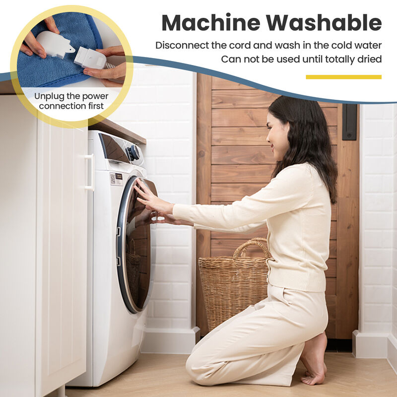 Electric Heated Mattress Pad with 5 Heating Levels and Overheat Protection-Blue