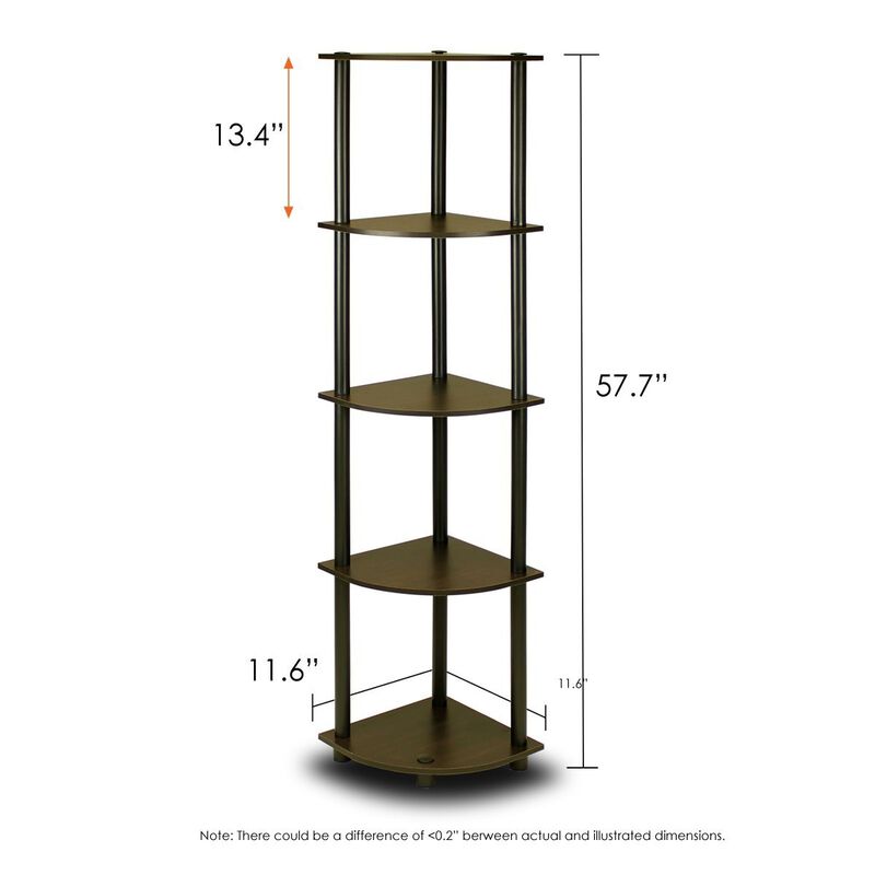 5-Tier Corner Display Shelf Bookcase for Space-Saving Storage