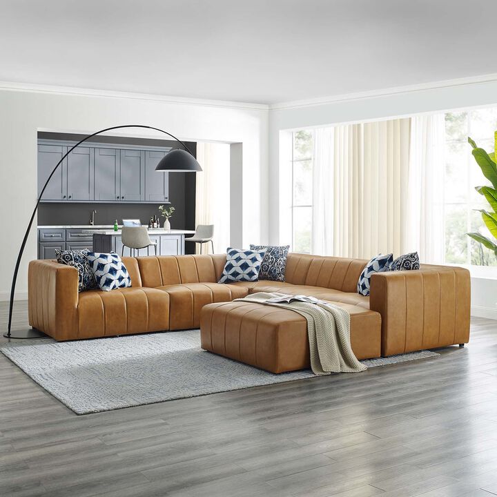 Bartlett Vegan Leather 6-Piece Sectional Sofa Brown EEI-4534-TAN