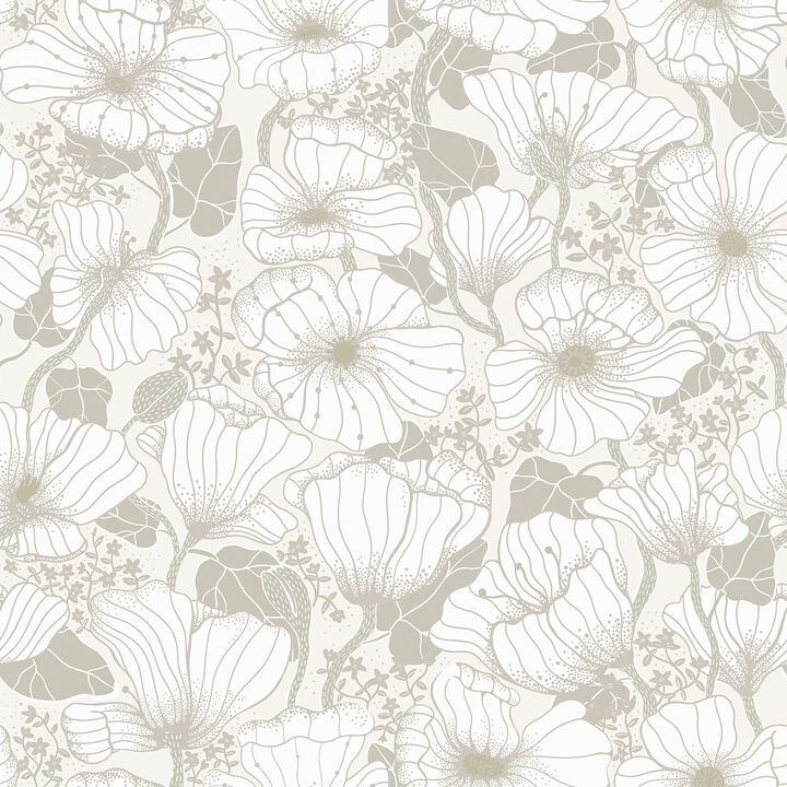 Matilda Grey Poppy Fields Wallpaper