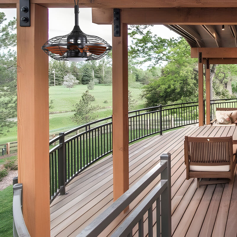 20 Inch Downrod Mount Ceiling Fan LED 5 ABS Blades with Hanging and Hook for Outside Patios Pergola image number 8
