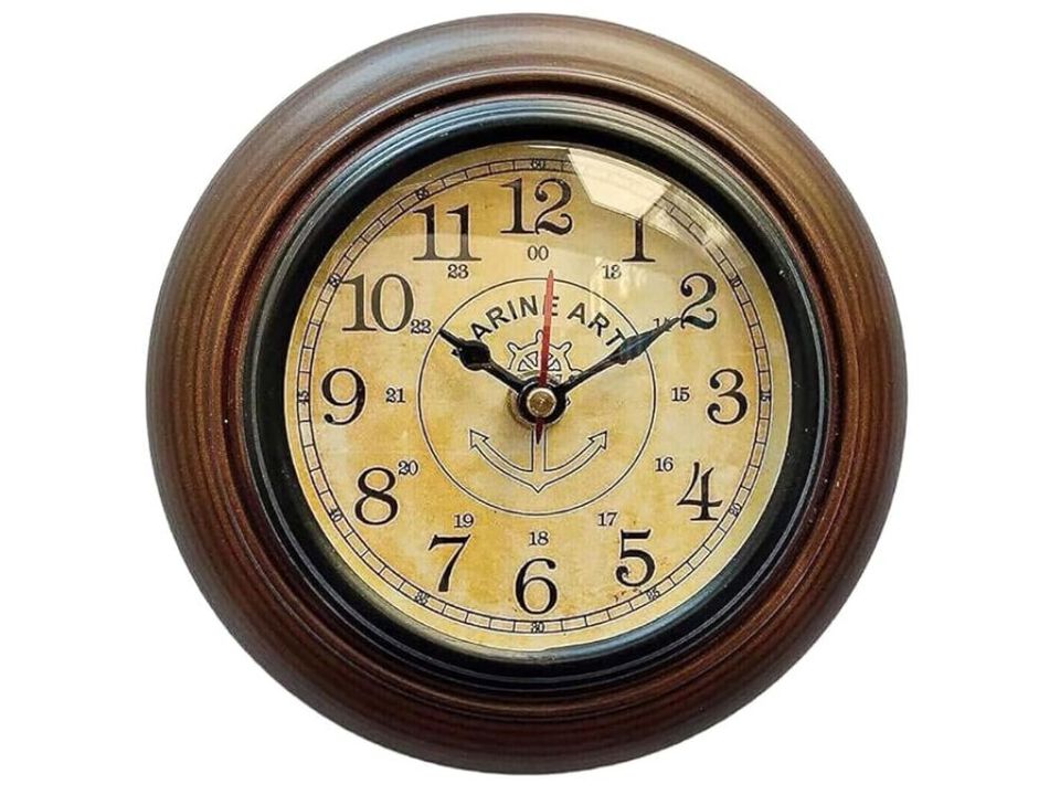 Vintage Antique Style Wooden Finish Wall Clock 6 Inch Wood Living Room Decor