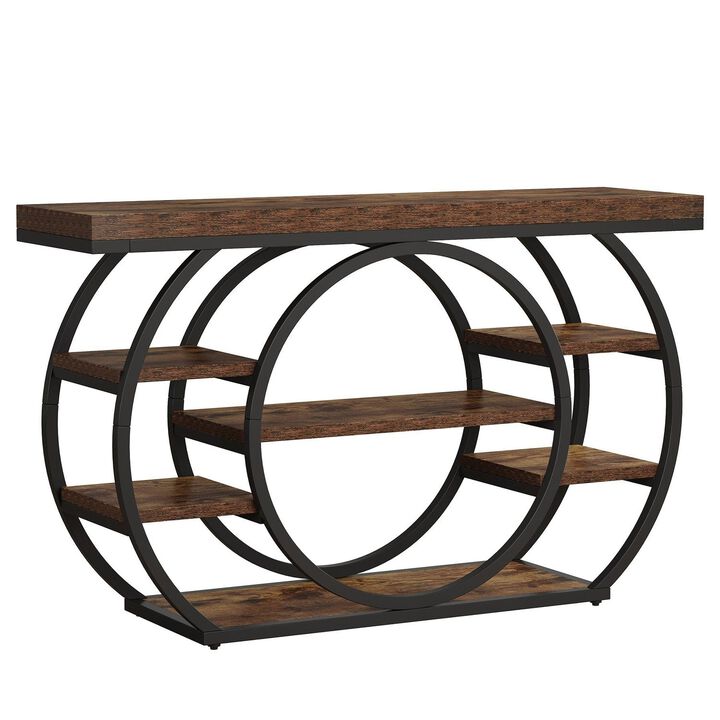 Tribesigns Industrial 5-Tier Wood Console Table with Metal Frame