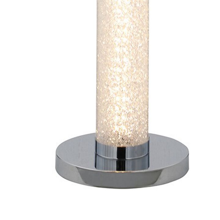 Column Style Floor Lamp with Sandrock Acrylic Tube, Clear-Benzara