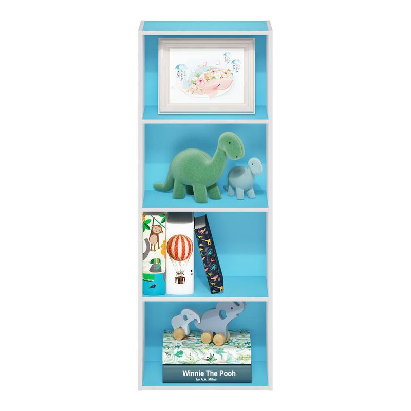 Furinno Luder 4-Tier Open Shelf Bookcase, Light Blue/White