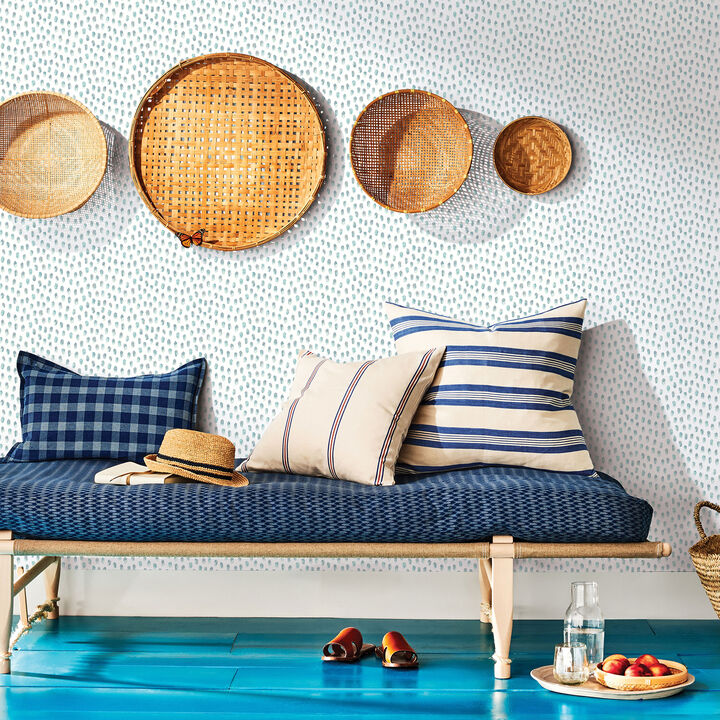 Sand Aqua Painted Dots Wallpaper