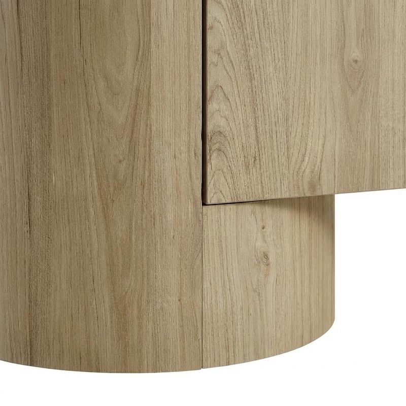 Oval Entertainment Center TV Console Cabinet with Storage and Drawers, Light Oak image number 5