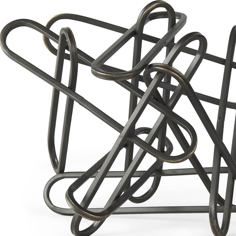 HomeRoots 12" Black Metal Abstract Tabletop Sculpture image number 2