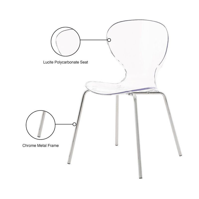 Meridian Furniture Clarion Chrome Metal Dining Chair, Set of 2