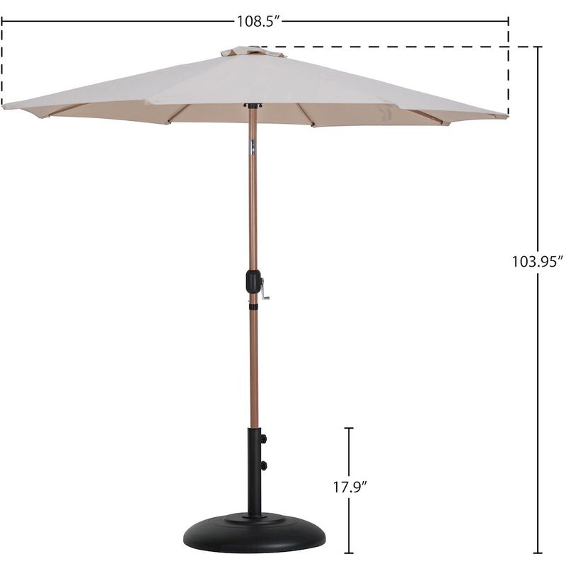 Meridian Furniture Fiji Beige Fabric / Matte Black Aluminum Patio Umbrella with Base Sets