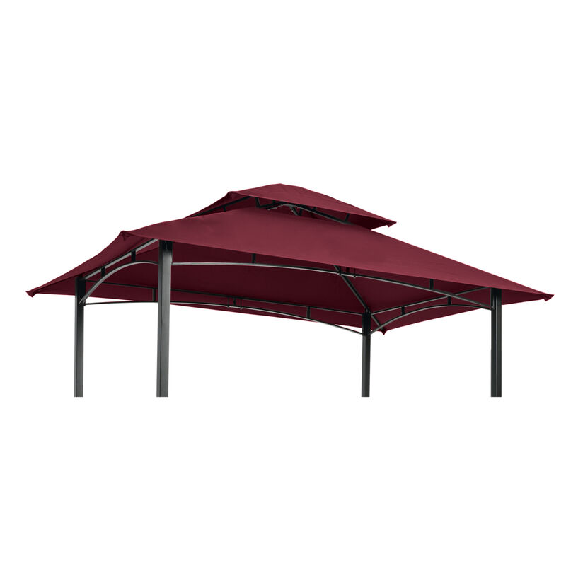 8x5Ft Grill Gazebo Replacement Canopy, Double Tiered BBQ Tent Roof Top Cover, BURGUNDY image number 1