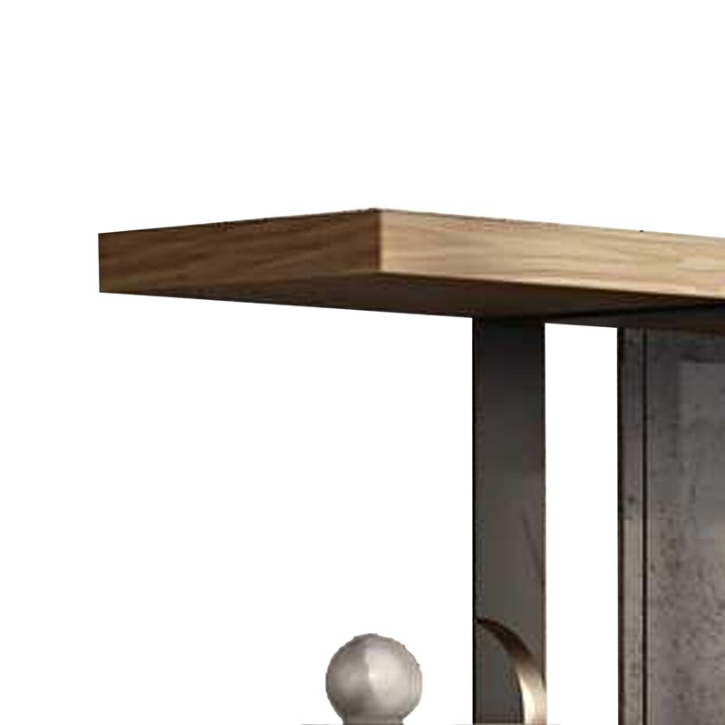 Cid Brow 4 Tier Bookshelf, Black Stainless Steel w Glass Back, 71 Inch