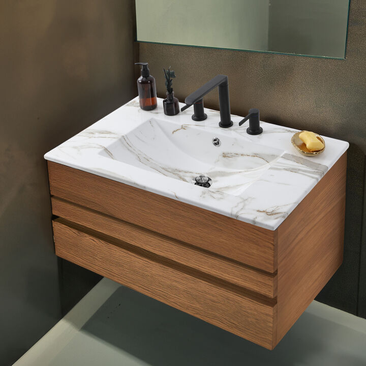 Ancillary 3-Hole Classic Contemporary Rectangular Ceramic Single Sink Basin Vanity Top