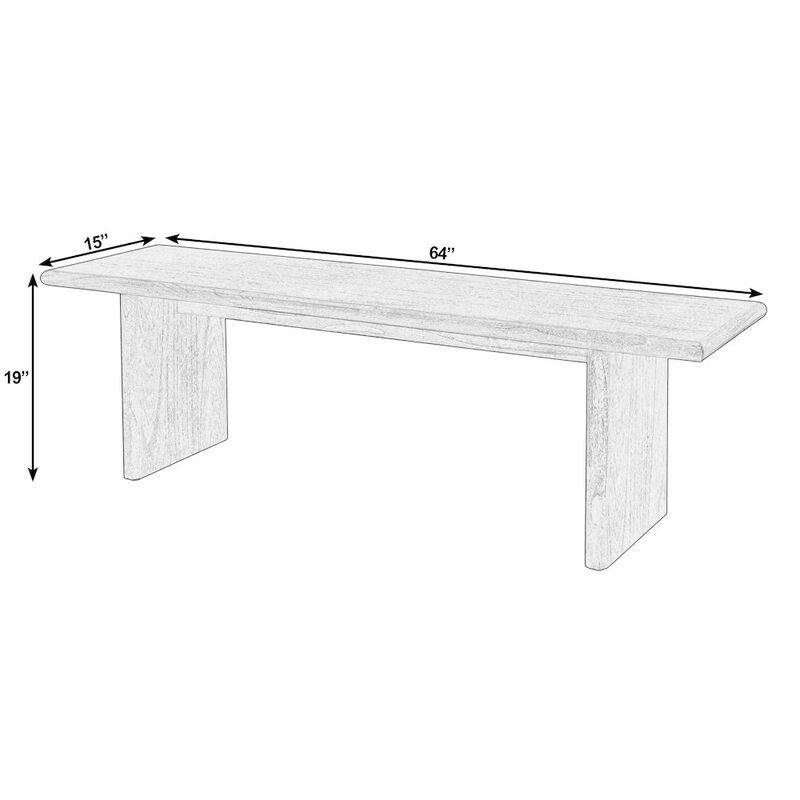 Butler Specialty Halmstad 64 in. W Wood Dining Bench, Light Brown image number 2