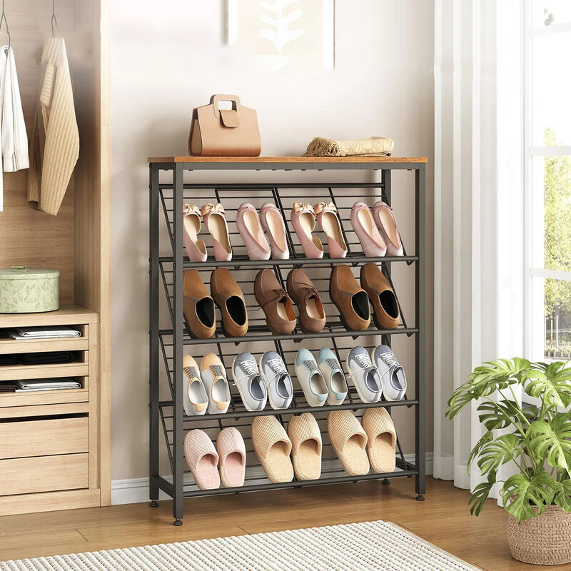 Adjustable 5-Tier Shoe Rack Holds 12-16 Pairs, Entryway Organizer image number 1