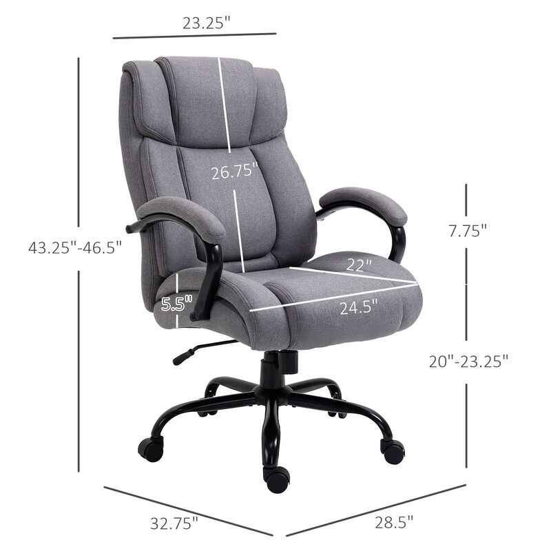Light Gray Task Chair: Big and Tall Executive Office Chair 484lbs