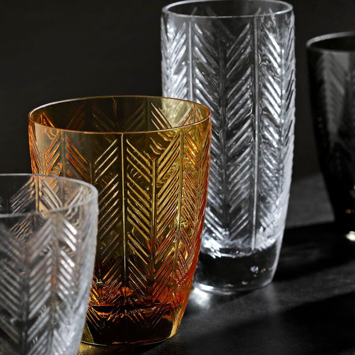 Water Glasses ZIG ZAG GLASS Amber Set of 6, diam. 3.31", H 4.13"