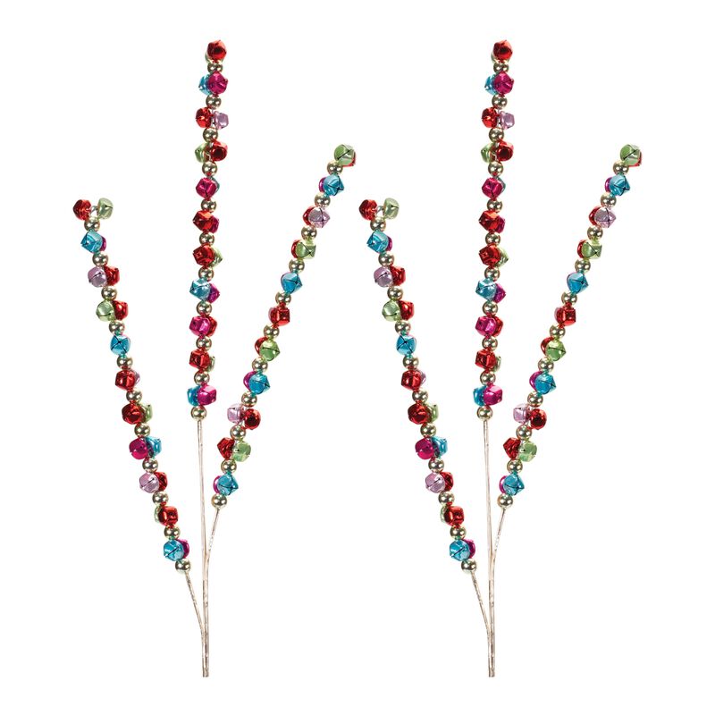 Set of 2 Metal Jingle Bell Sprays for Holiday Vase, Wreath, or Garland Display